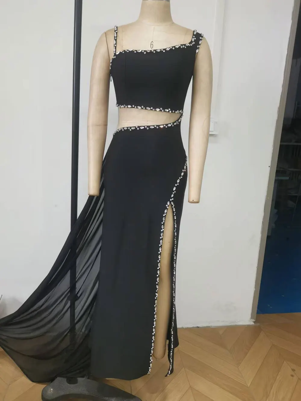 Sexy Women's Light Luxury Water Diamond Waist Long Bandage Dress Sleeveless Bodycon Maxi Dress Evening Club Party Vestidos - Image 7