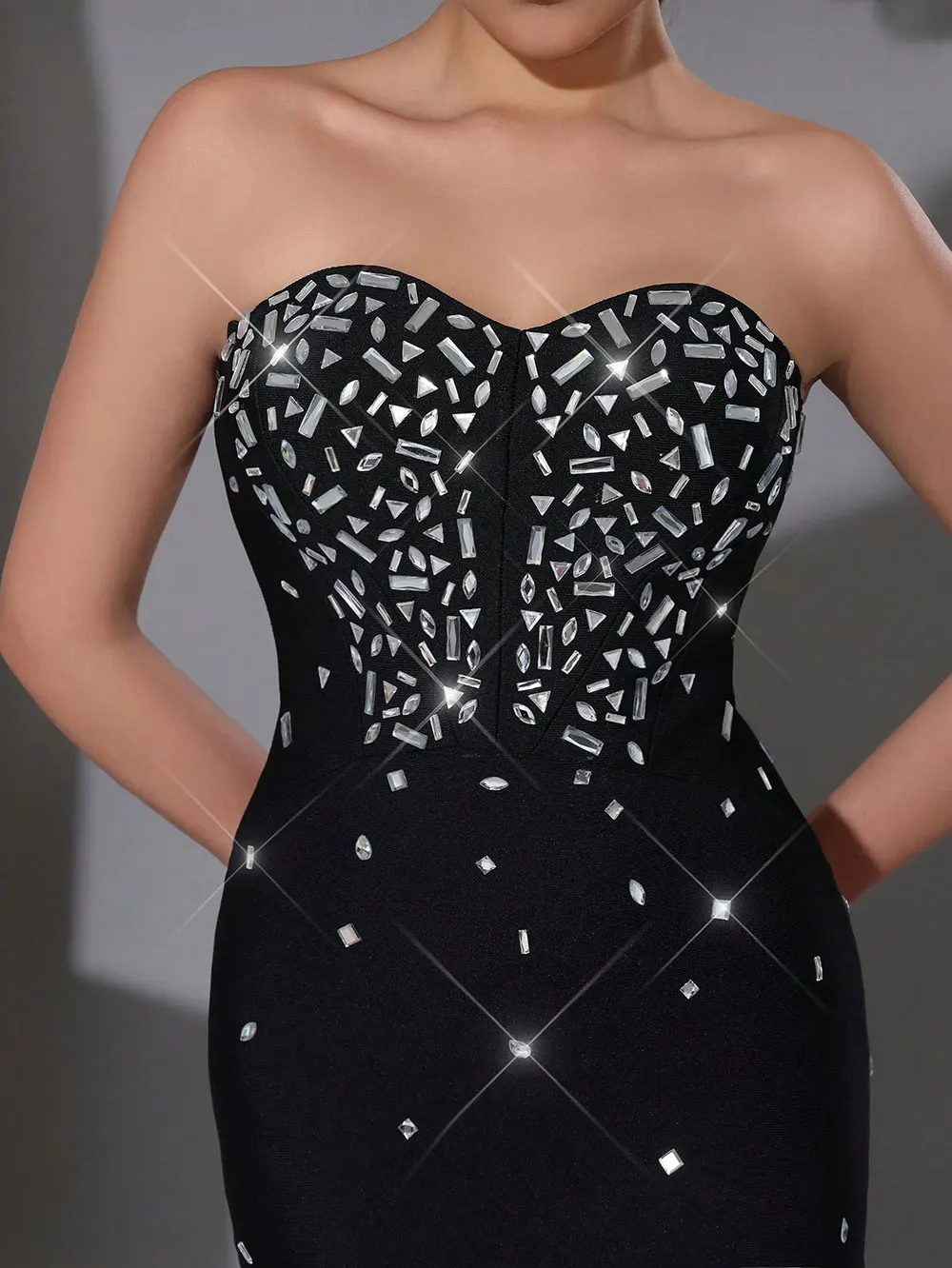 Sexy Women's Nail Bead Design Bandage Dress Strapless Sleeveless Bodycon Backless Long Dress Cocktail Dinner Dress Vestitos - Image 6