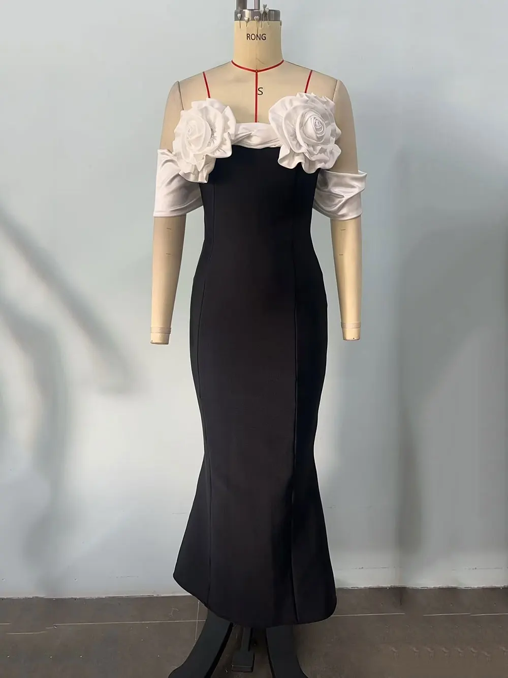 Sexy Women'S Three-Dimensional Flower Design Bandage Dress Strapless Shoulder Strap Sleeve Bodycon Backless Long Dresses - Image 5
