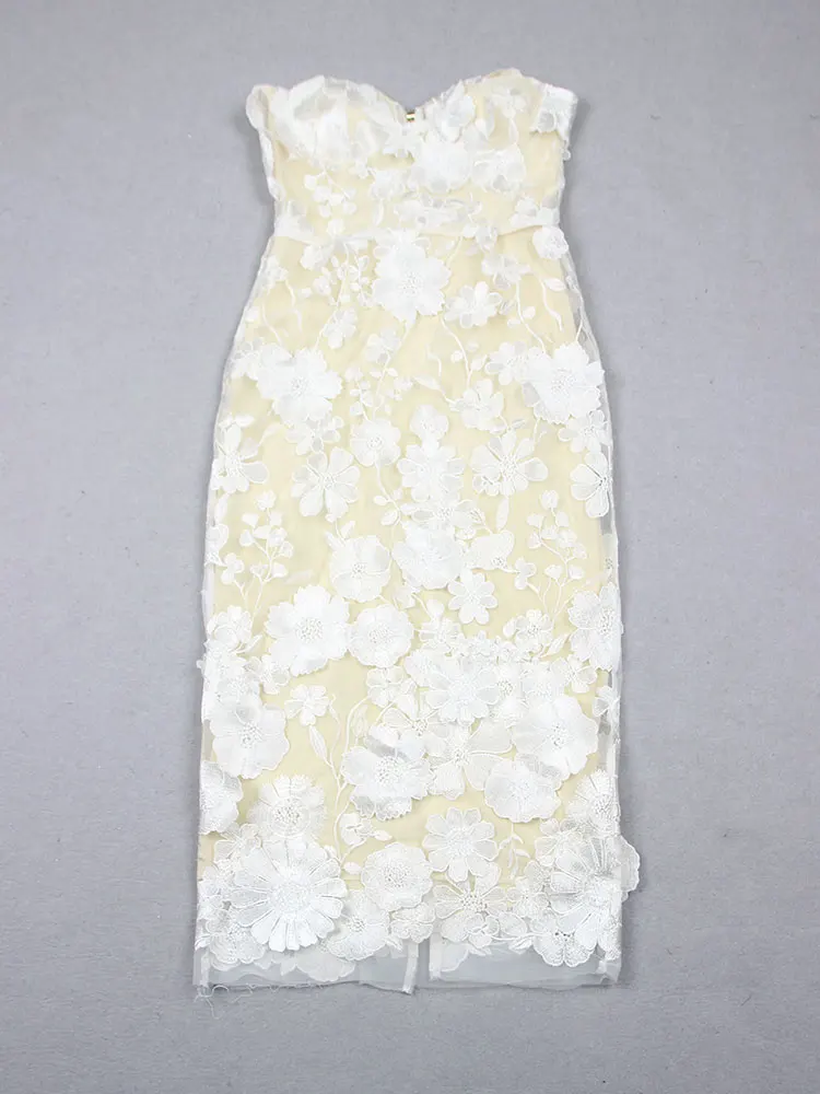 Sexy Women's Wear Heavy Industry Sequin Sheer Dress Strapless Sleeveless Bodycon Midi Dress Cocktail Evening Party Vestidos - Image 5
