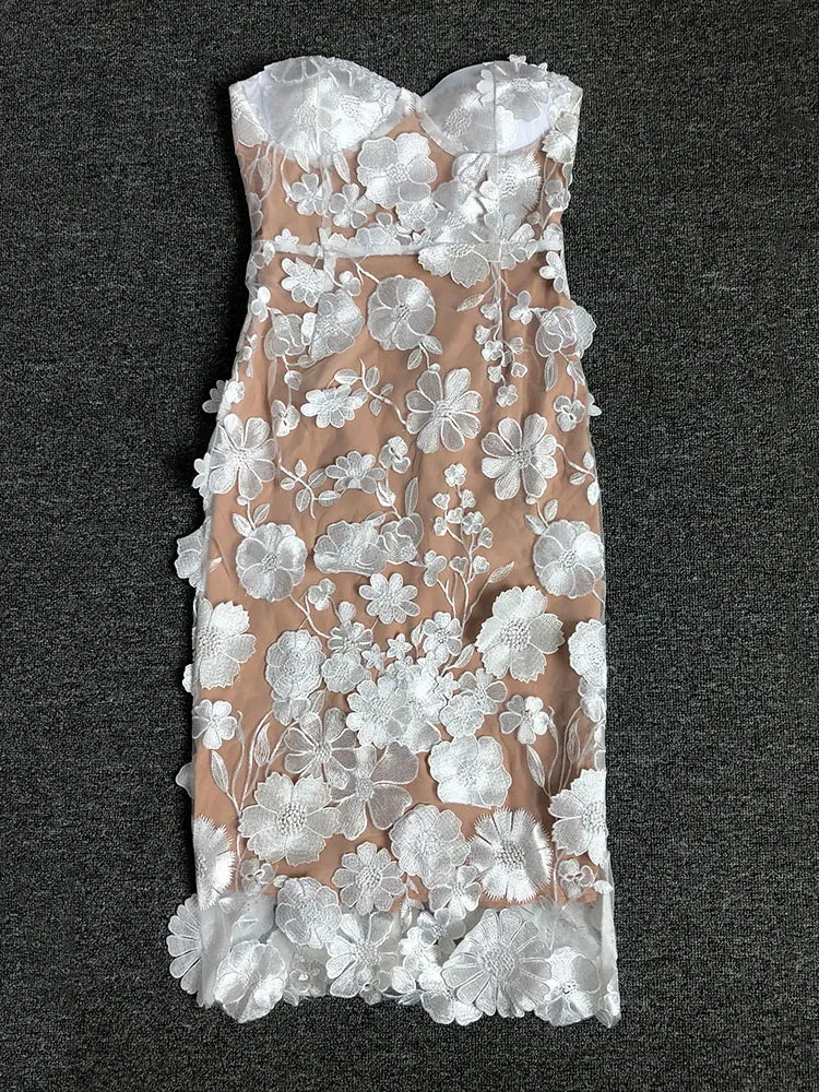 Sexy Women's Wear Heavy Industry Sequin Sheer Dress Strapless Sleeveless Bodycon Midi Dress Cocktail Evening Party Vestidos - Image 7
