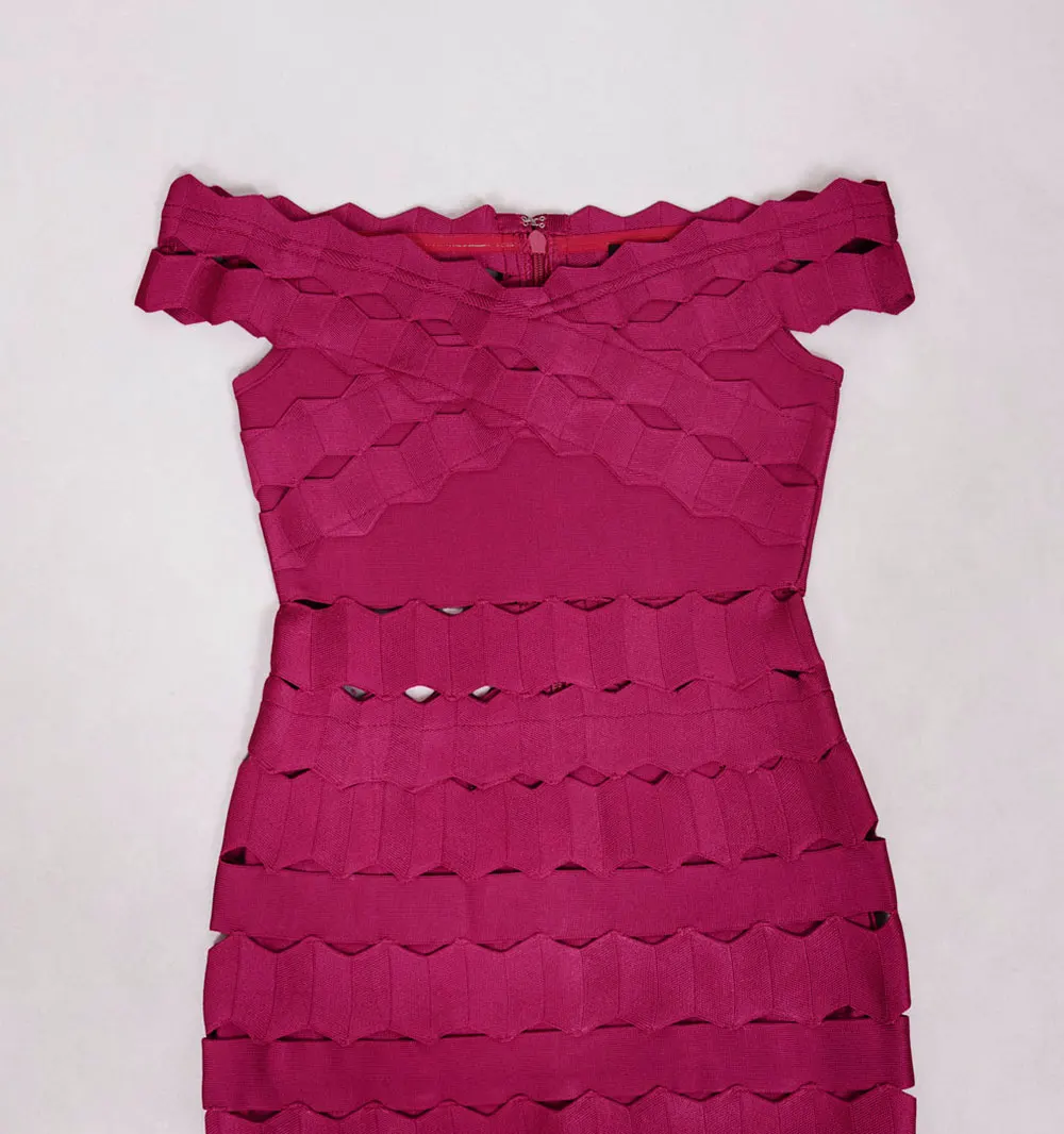 Spring Sexy Women Hollow Cut Design Bandage Dress with One Collar Shoulders Bodycon Backless Midi Dress Club Party Vestidos - Image 5