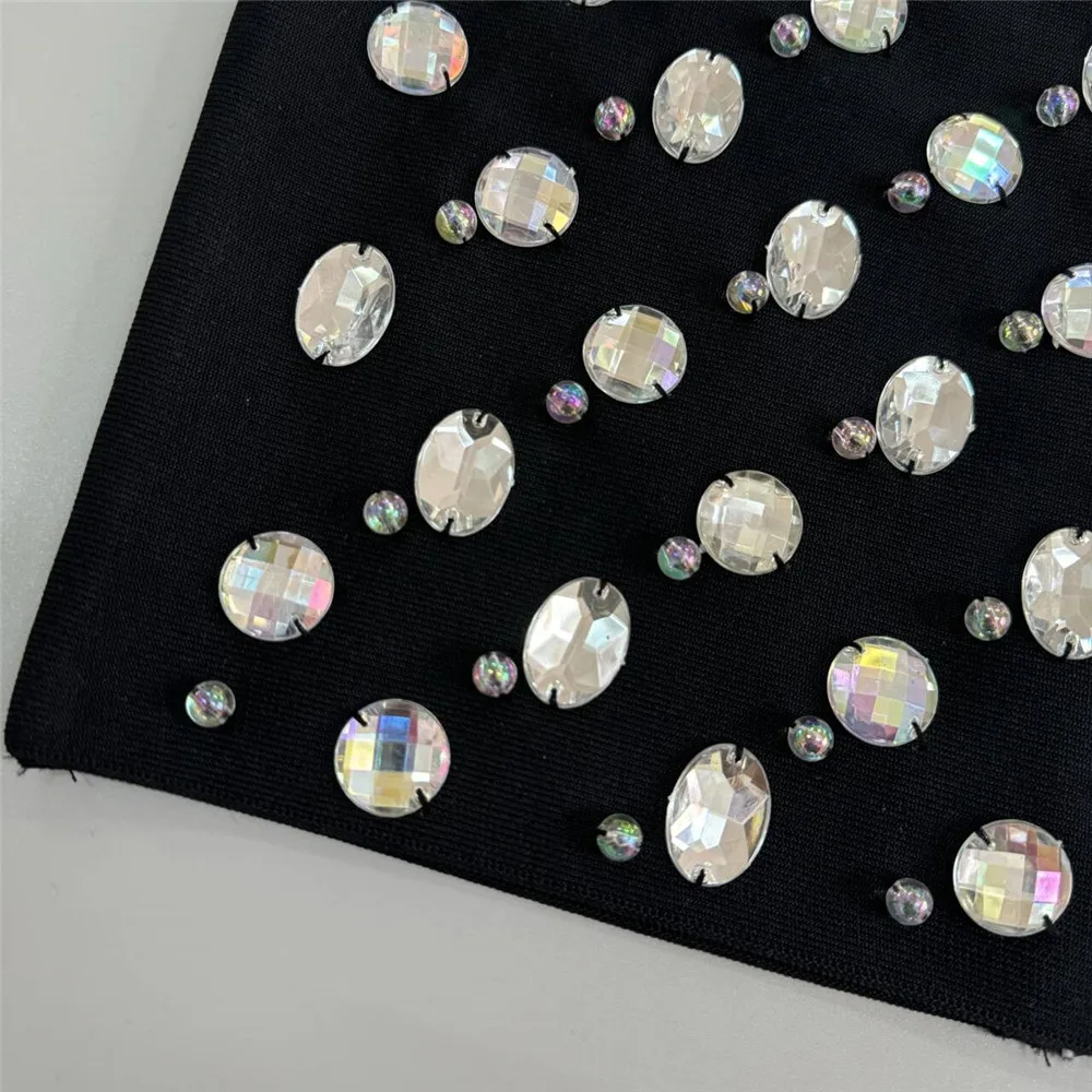 Spring Sexy Women's Light Luxury Nail Bead Bandage Dress Strapless Sleeveless Bodycon Bareback Mini Dresses Party Vestidos - Image 5