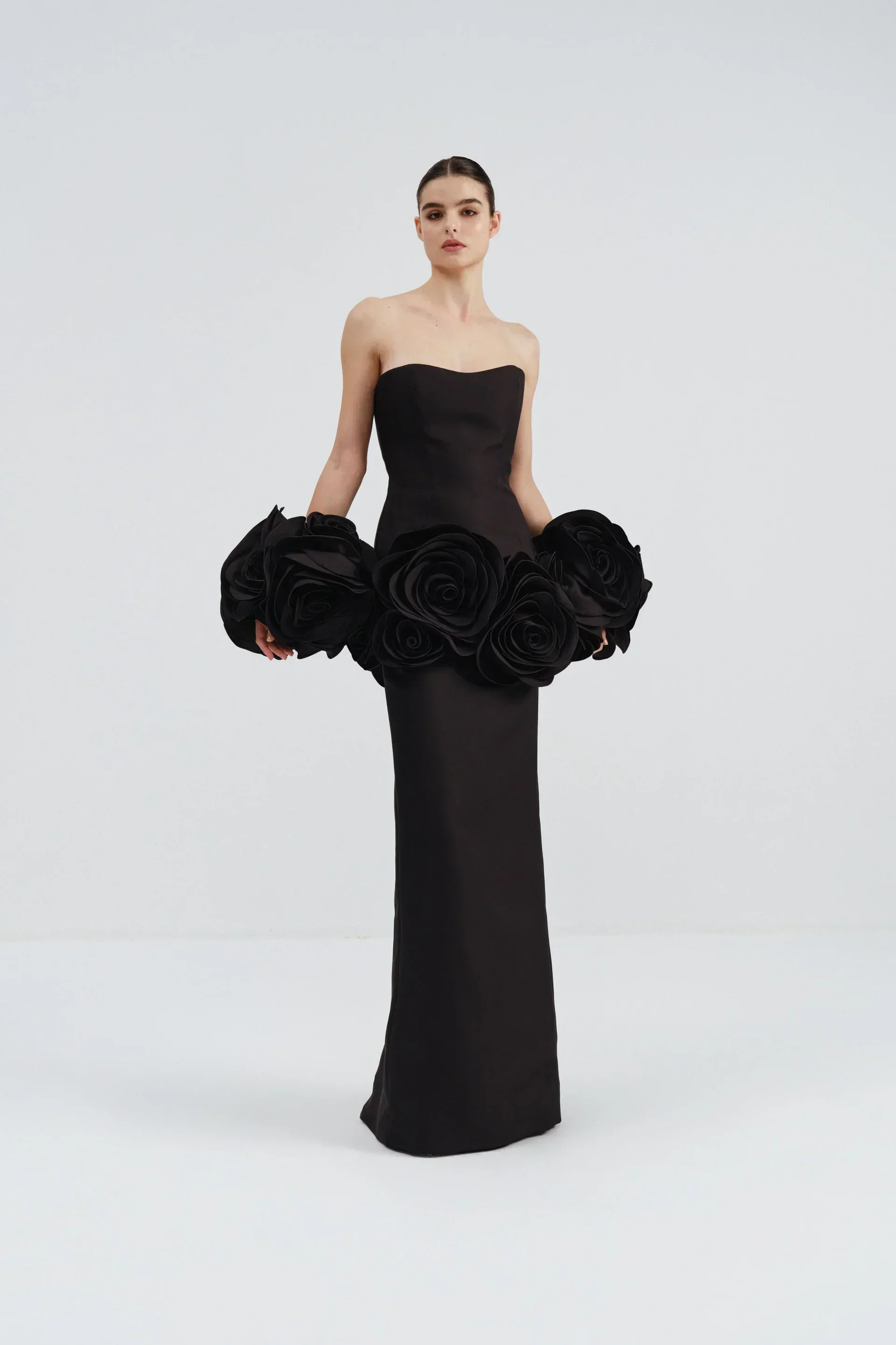 Stereoscopic Flowers Strapless Bandage Ankle Length Evening Dress Fashion Woman Birthday Party Dress Celebrity Party Outfit - Image 7