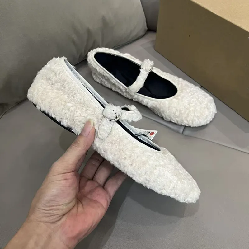 Winter Warm Furry Wool Women Ballet Flats Comfortable Soft Soles Mary Janes Walking Loafers Casual Girls Dance Lazy Shoes - Image 3