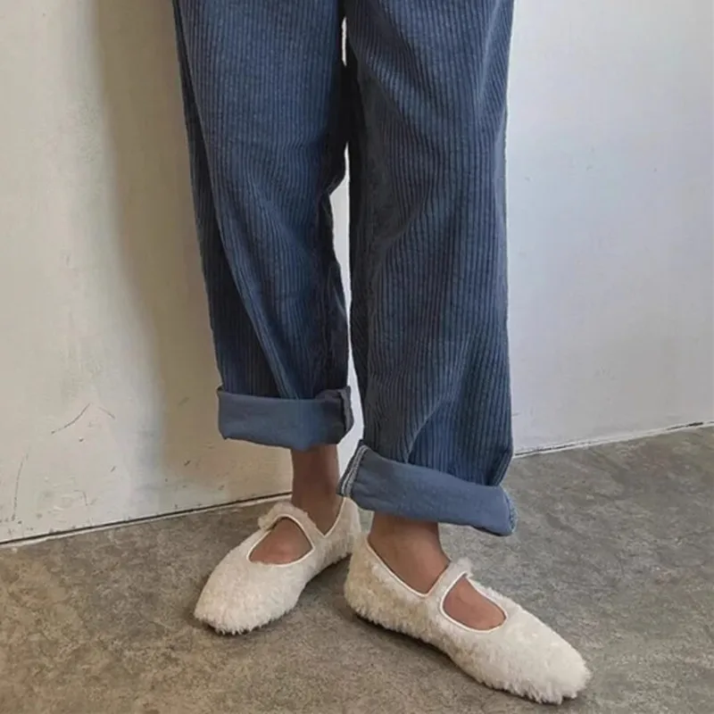 Winter Warm Furry Wool Women Ballet Flats Comfortable Soft Soles Mary Janes Walking Loafers Casual Girls Dance Lazy Shoes - Image 5