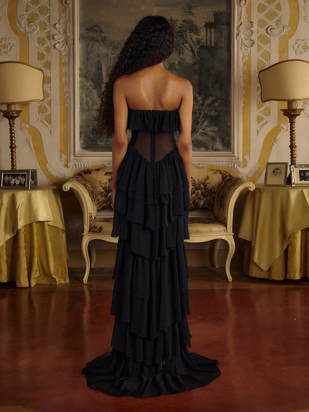 Women Sexy Strapless Ruffle Slim Maxi Dress for cummerbund Elegant Sleeveless Lady Evening Party Gowns Female Robes - Image 6