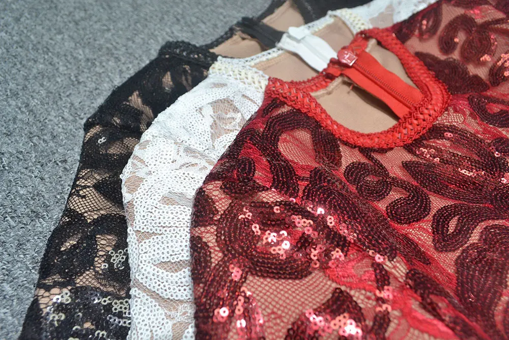 Women'S Light Luxury Sequin Patchwork Bandage Jumpsuit O-Neck Long Sleeved Waistband Flared Jumpsuit Pants Party Jumpsuit - Image 7