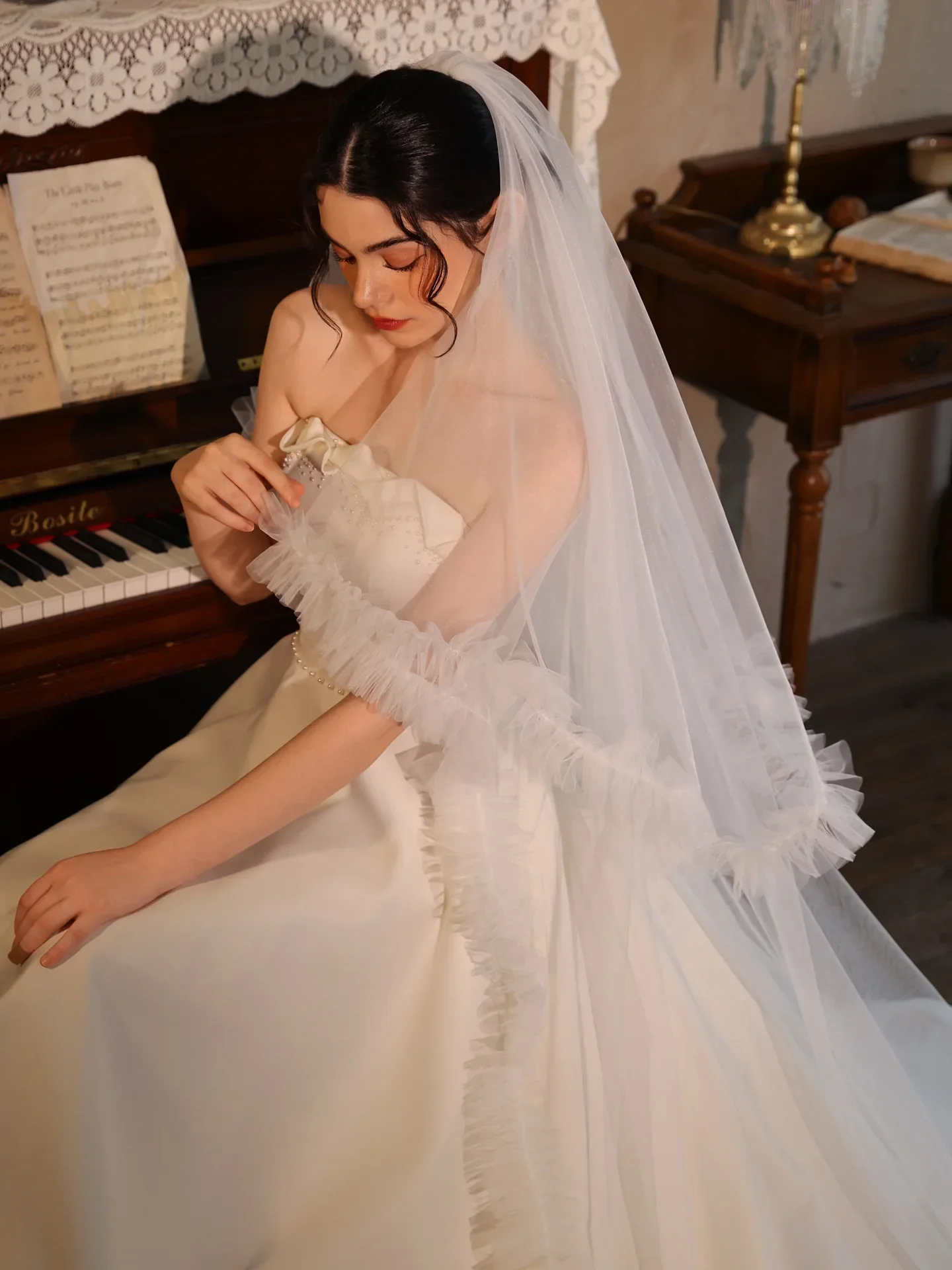 230cm White Bridal Veil Lace Wedding Veils For Brides Evening Dinner Party Dress Women Girl Gifts Hair Accessories Jewelry - Image 2
