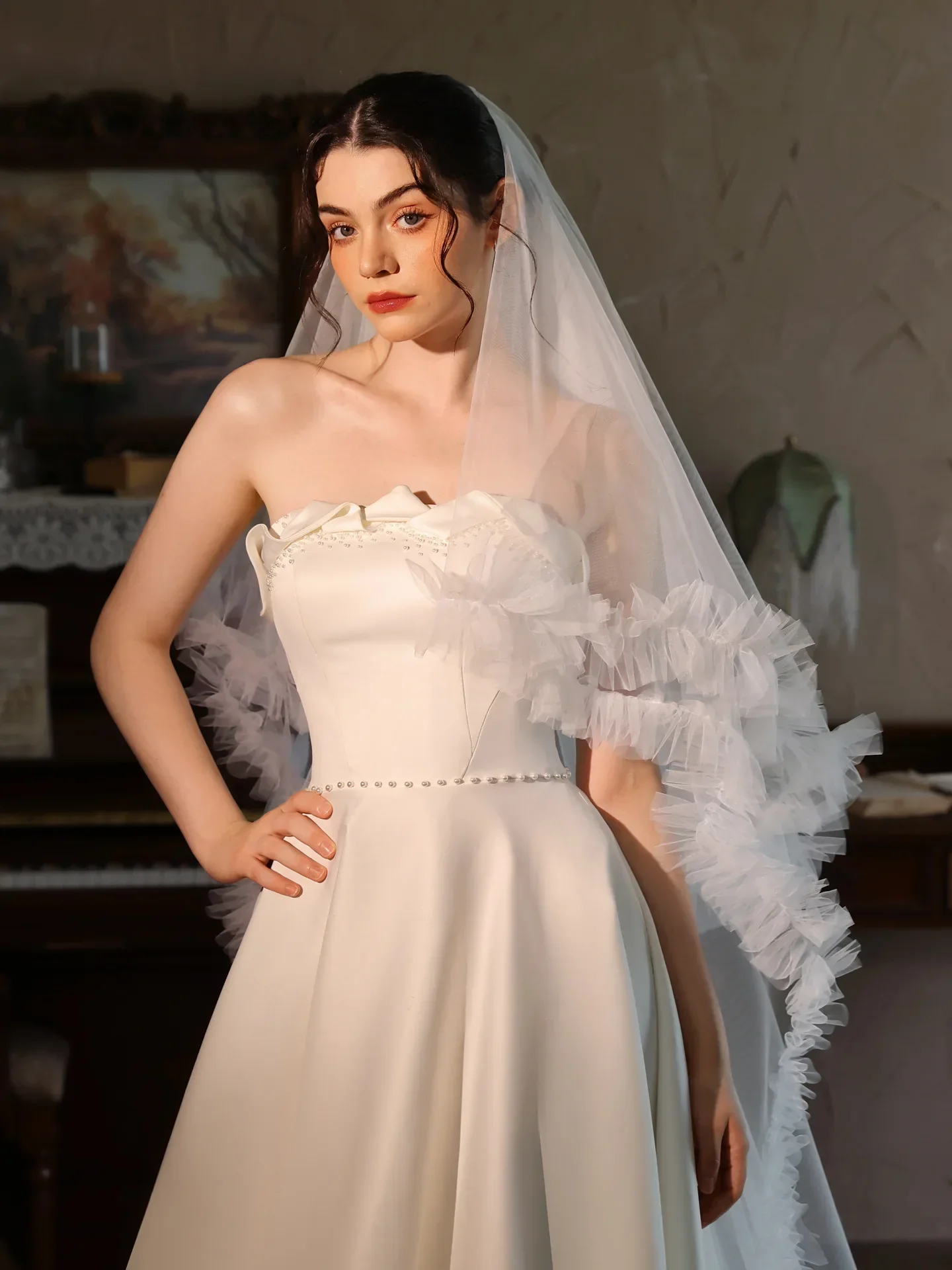 230cm White Bridal Veil Lace Wedding Veils For Brides Evening Dinner Party Dress Women Girl Gifts Hair Accessories Jewelry - Image 3