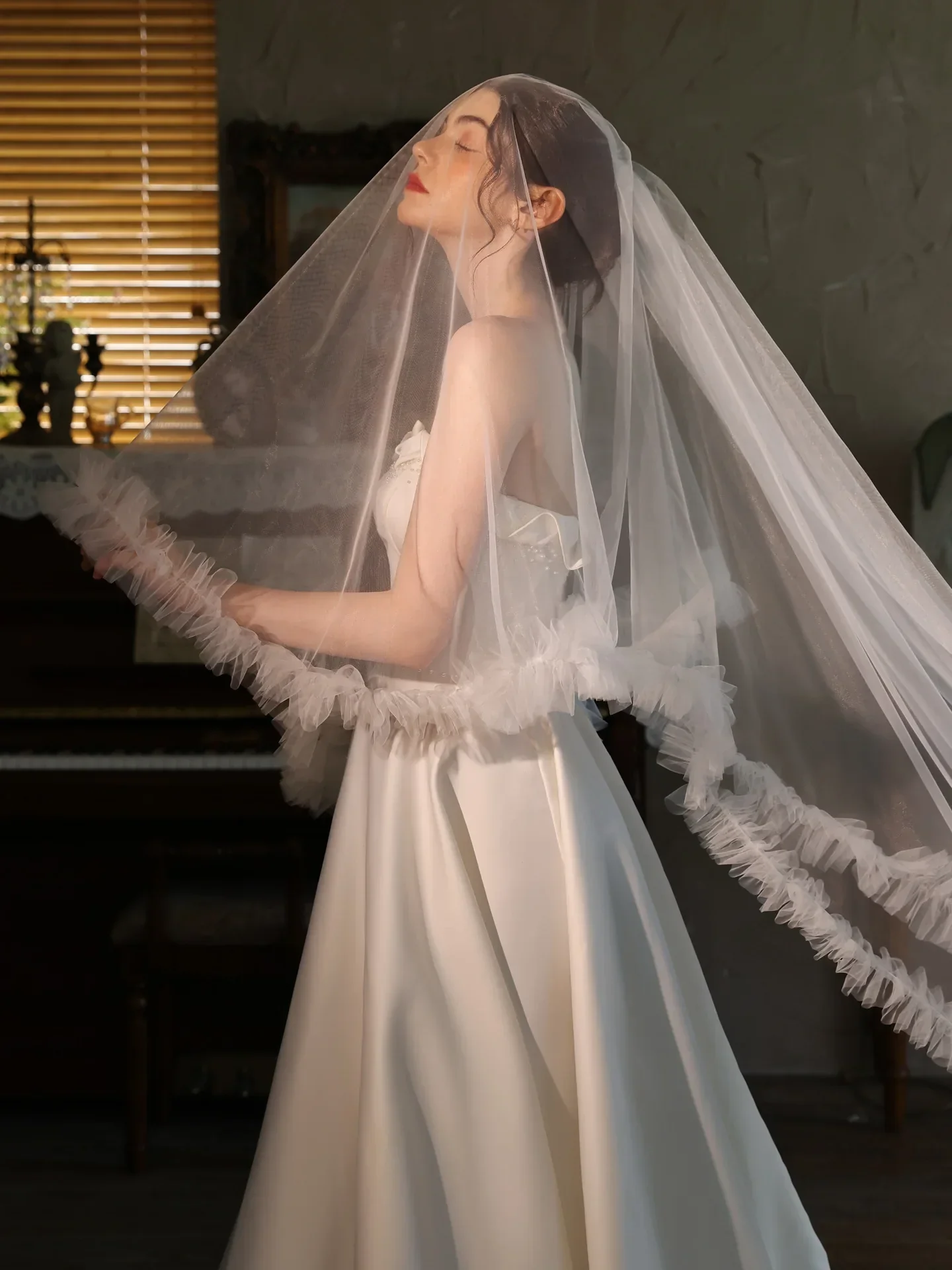230cm White Bridal Veil Lace Wedding Veils For Brides Evening Dinner Party Dress Women Girl Gifts Hair Accessories Jewelry - Image 6