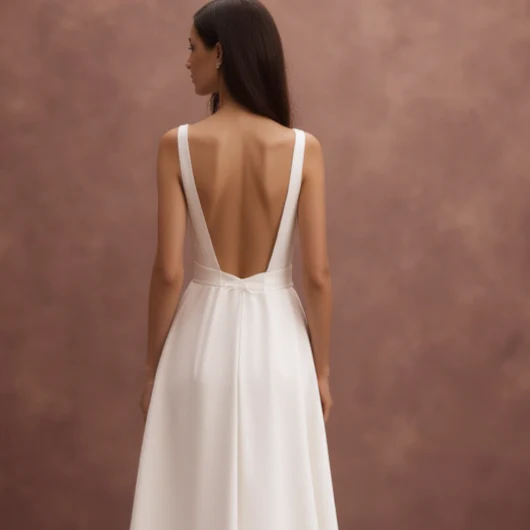A-Line Bridal Dress with a Deep V-Neck for a Chic and Modern Bride - Image 5