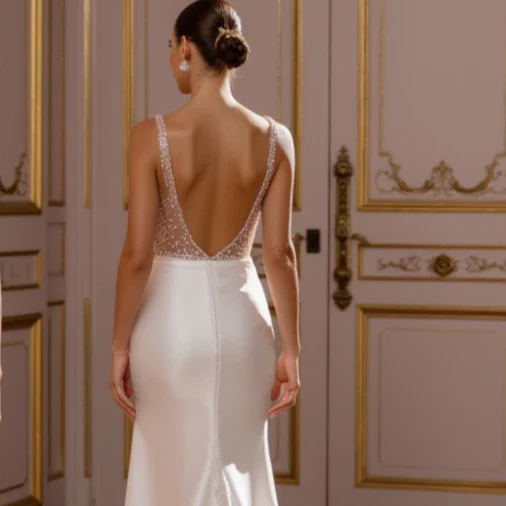A-Line Bridal Gown with an Open Back for a Sophisticated Look - Image 5