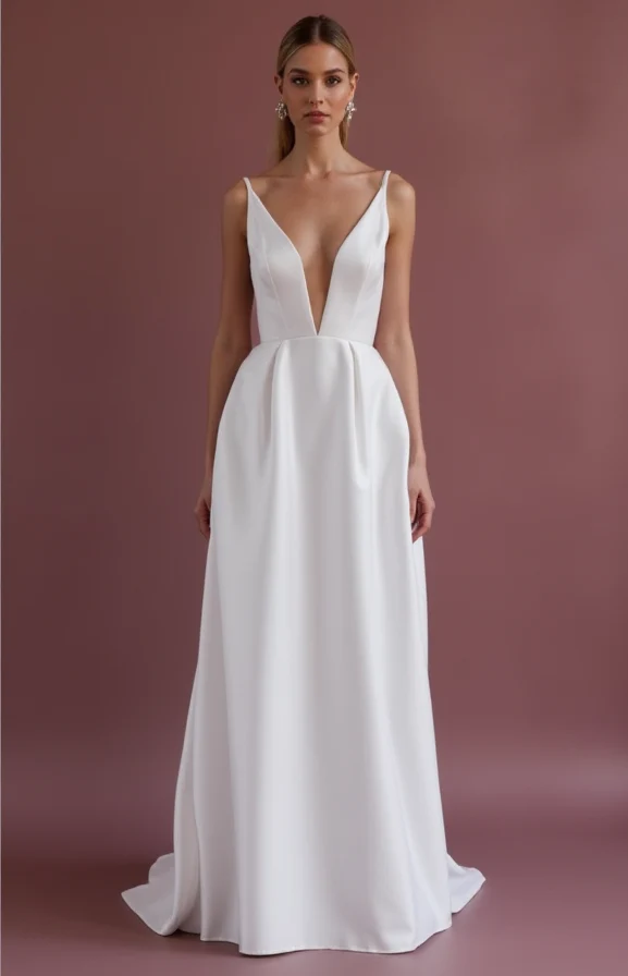 A-Line Bridal Gown with Embroidered Details for a Unique Touch - Image 2