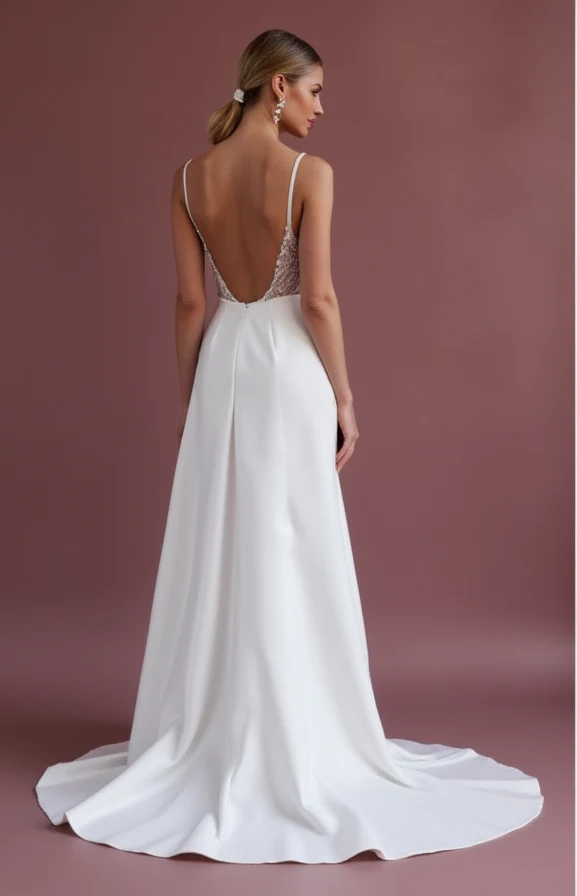 A-Line Bridal Gown with Embroidered Details for a Unique Touch - Image 3