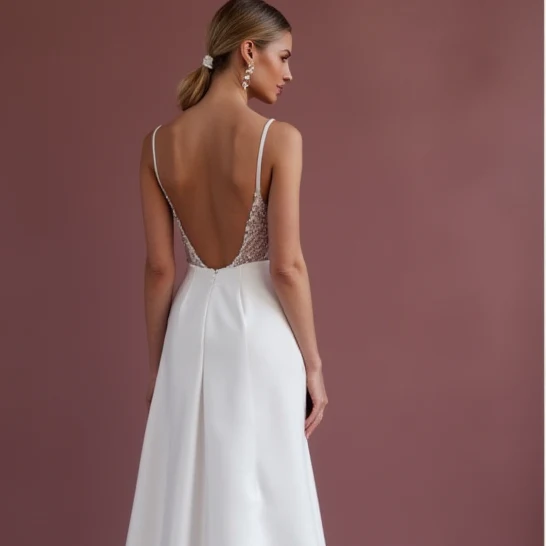 A-Line Bridal Gown with Embroidered Details for a Unique Touch - Image 5