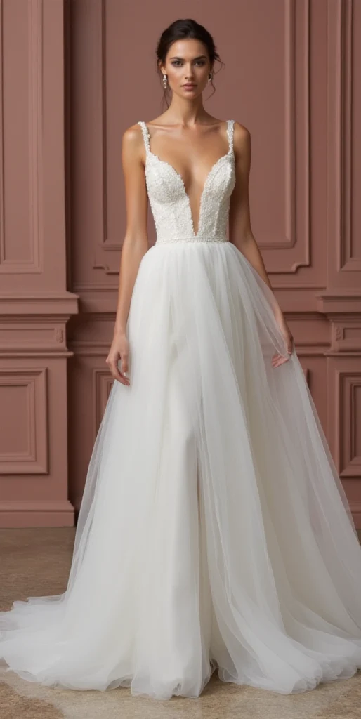 A-Line Bridal Gown with Lace Details for a Romantic Touch - Image 2