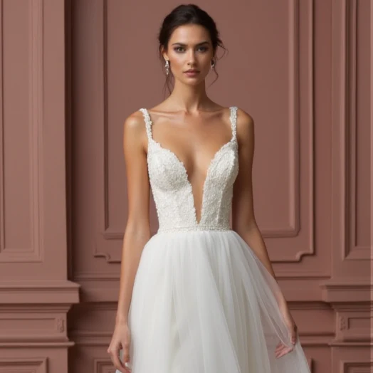 A-Line Bridal Gown with Lace Details for a Romantic Touch - Image 4
