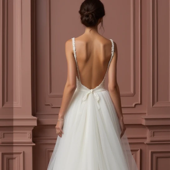 A-Line Bridal Gown with Lace Details for a Romantic Touch - Image 5