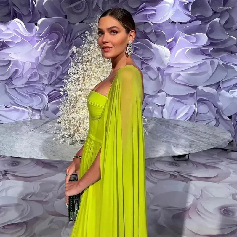 A Line Minit Green Chiffon Formal Prom Gowns Women Long Cap Sleeves Evening Party Dresses Buttons Back Event Dress - Image 3