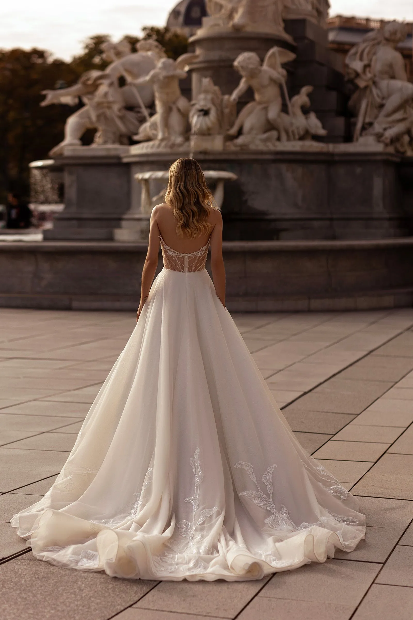 A Line Sexy Hollow Sleeveless Sweetheart Off Shoulder Bride Gowns Vestidos De Noche Fiesta - Image 2