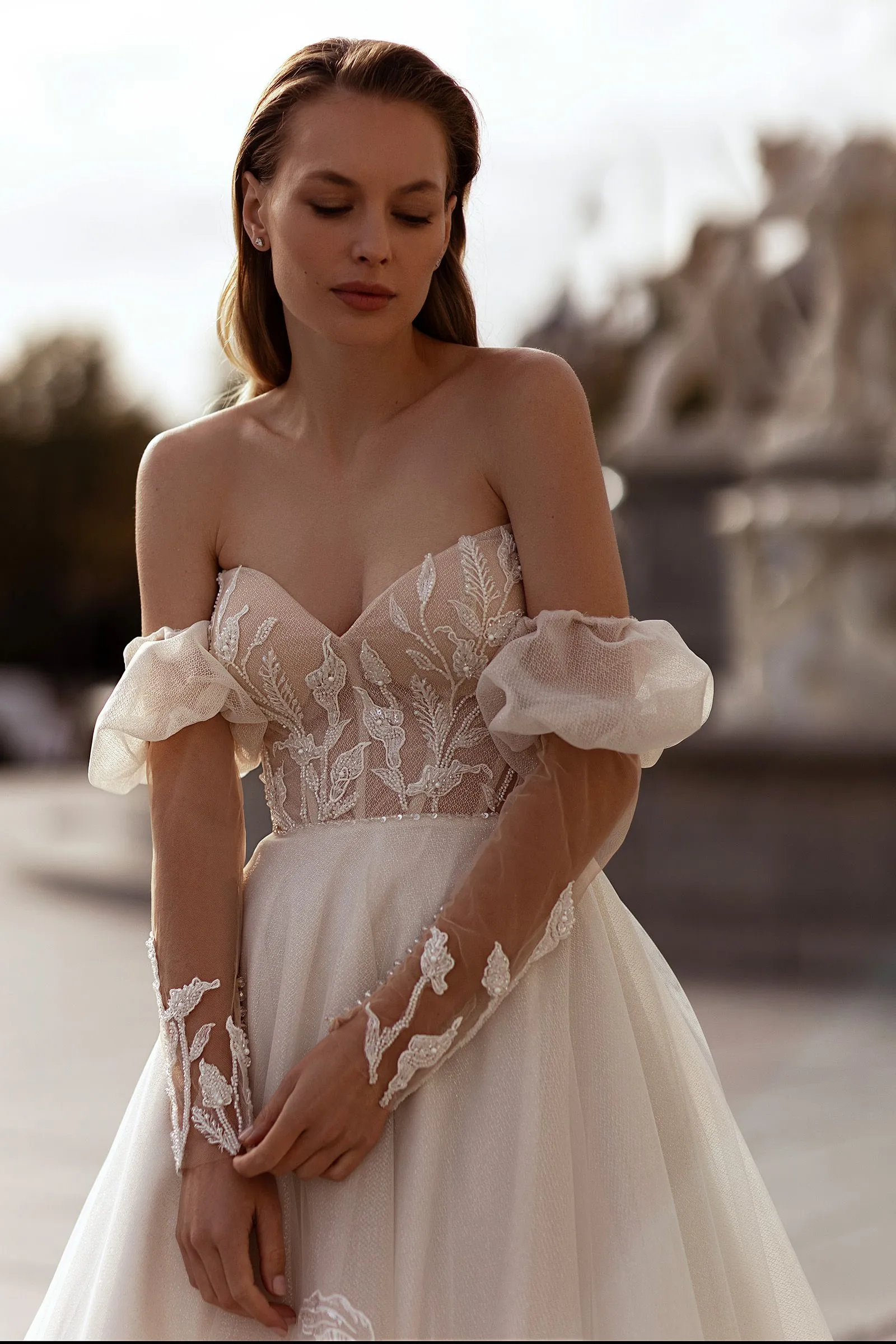 A Line Sexy Hollow Sleeveless Sweetheart Off Shoulder Bride Gowns Vestidos De Noche Fiesta - Image 3