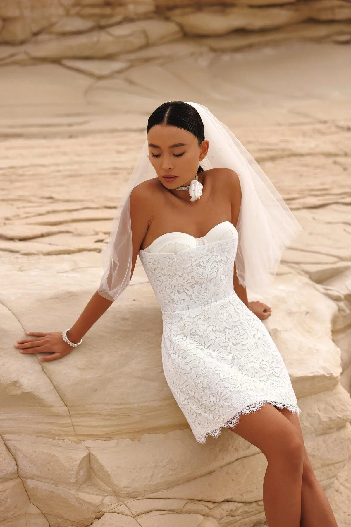 A-Line Sweetheart Lace Short Party Dresses Sleeveless Back Zipper Mini Cocktail Bride Gowns - Image 3