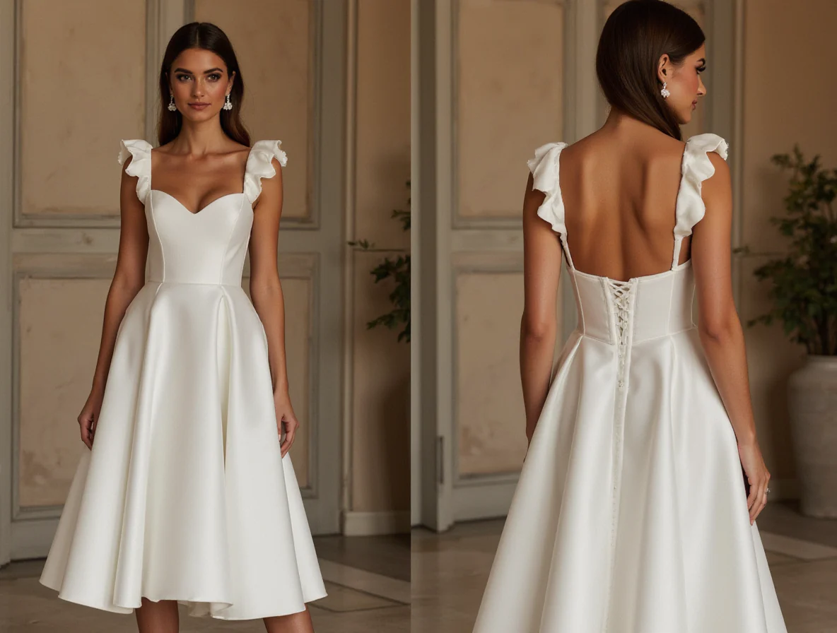 A-Line Wedding Dress with a Deep V-Neck for a Bold and Elegant Style
