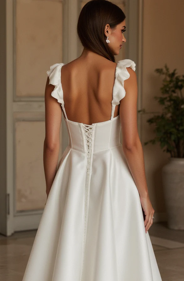 A-Line Wedding Dress with a Deep V-Neck for a Bold and Elegant Style - Image 3