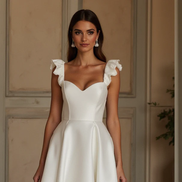 A-Line Wedding Dress with a Deep V-Neck for a Bold and Elegant Style - Image 4