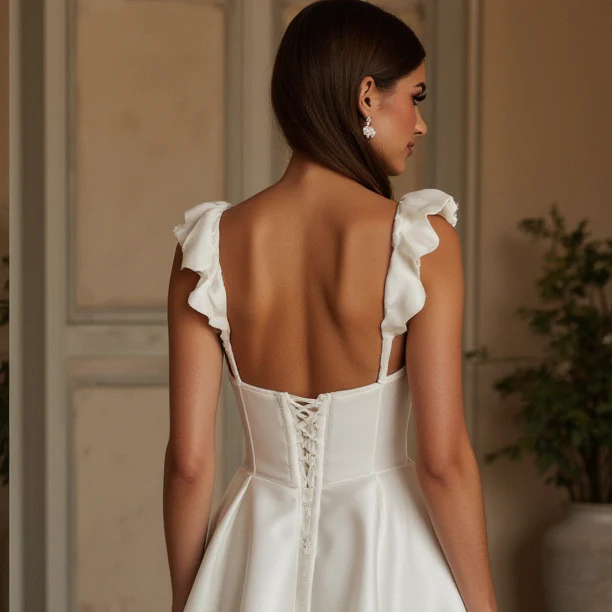 A-Line Wedding Dress with a Deep V-Neck for a Bold and Elegant Style - Image 5