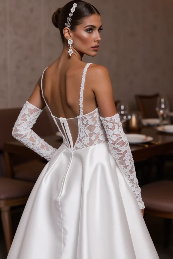 A-Line Wedding Dress with a Halter Neck for a Sophisticated Bridal Look - Image 2