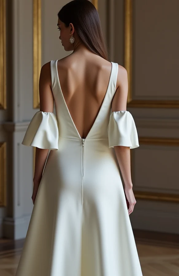 A-Line White Wedding Dress with a High-Neck Design for a Chic Look - Image 3