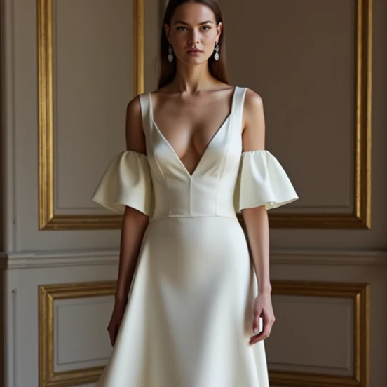 A-Line White Wedding Dress with a High-Neck Design for a Chic Look - Image 4