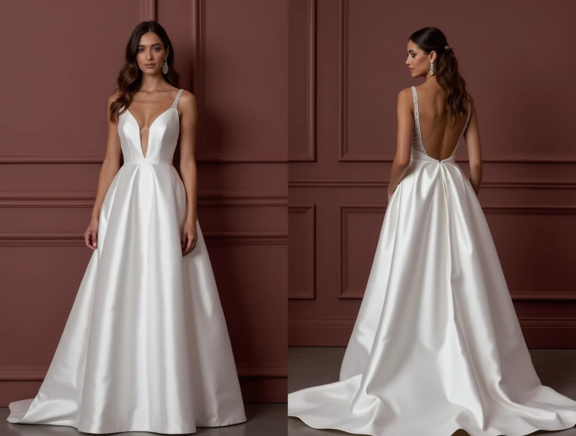 A-Line Wedding Dress with a Long Lace Train for a Dramatic Look