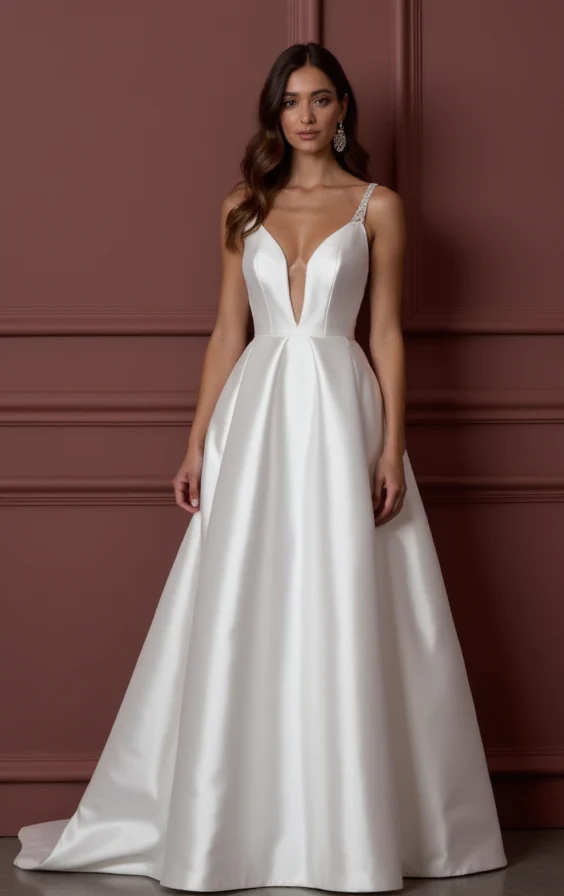 A-Line Wedding Dress with a Long Lace Train for a Dramatic Look - Image 3