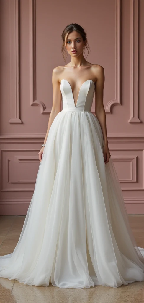 A-Line Wedding Dress with a Long Train for a Grand Bridal Entrance - Image 2
