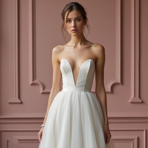 A-Line Wedding Dress with a Long Train for a Grand Bridal Entrance - Image 4