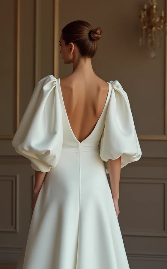 A-Line White Wedding Dress with a Low Back for a Sexy, Elegant Look - Image 3