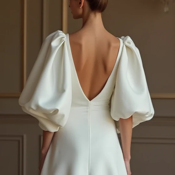 A-Line White Wedding Dress with a Low Back for a Sexy, Elegant Look - Image 5
