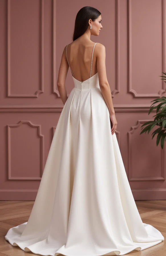 A-Line Wedding Dress with a Pleated Skirt for a Graceful Look - Image 3