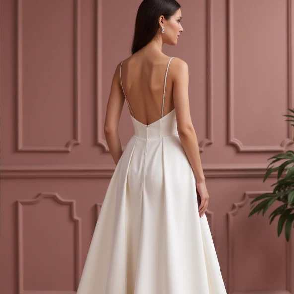 A-Line Wedding Dress with a Pleated Skirt for a Graceful Look - Image 5