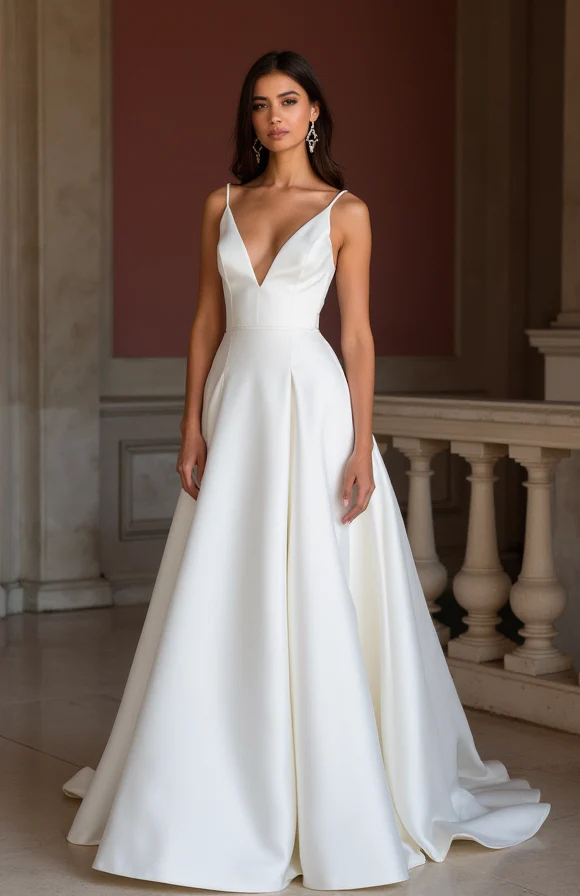 A-Line White Wedding Dress with a Structured Bodice for a Clean Look - Image 2