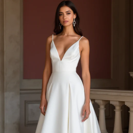 A-Line White Wedding Dress with a Structured Bodice for a Clean Look - Image 4
