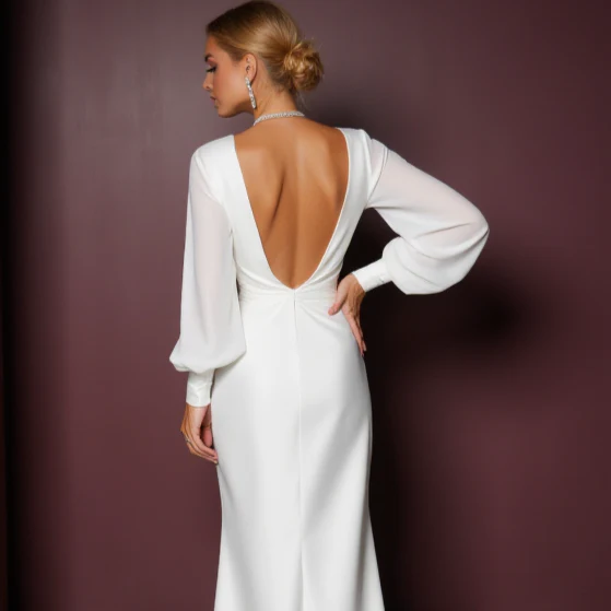 A-Line White Wedding Dress with an Open Back for a Modern Bridal Look - Image 5