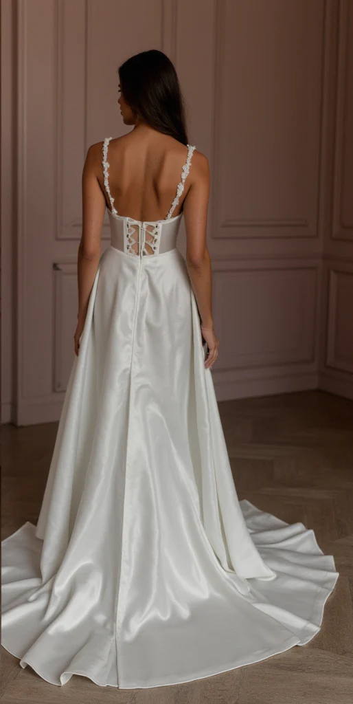 A-Line Wedding Dress with Beaded Bodice for a Glamorous Look - Image 3