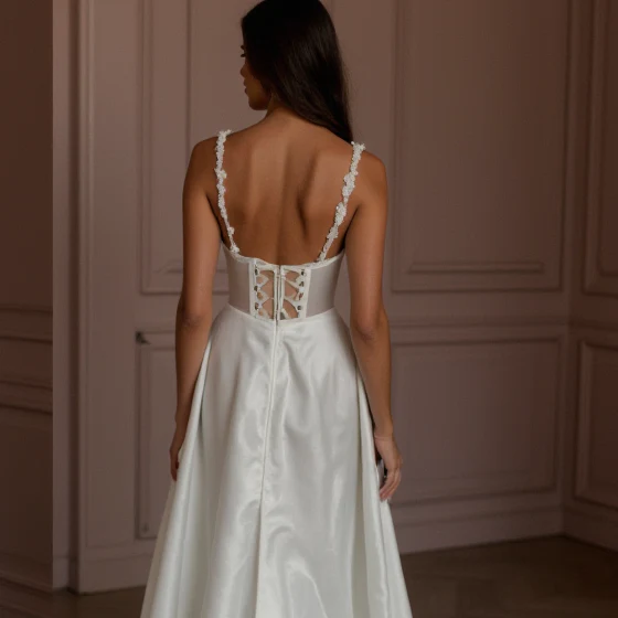 A-Line Wedding Dress with Beaded Bodice for a Glamorous Look - Image 5
