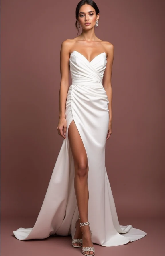 A-Line White Wedding Dress with Button Details for a Vintage-Inspired Look - Image 2