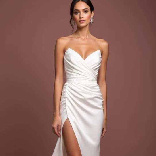 A-Line White Wedding Dress with Button Details for a Vintage-Inspired Look - Image 4