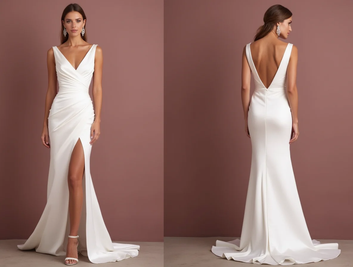 A-Line White Wedding Dress with Button Details for a Vintage-Inspired Look
